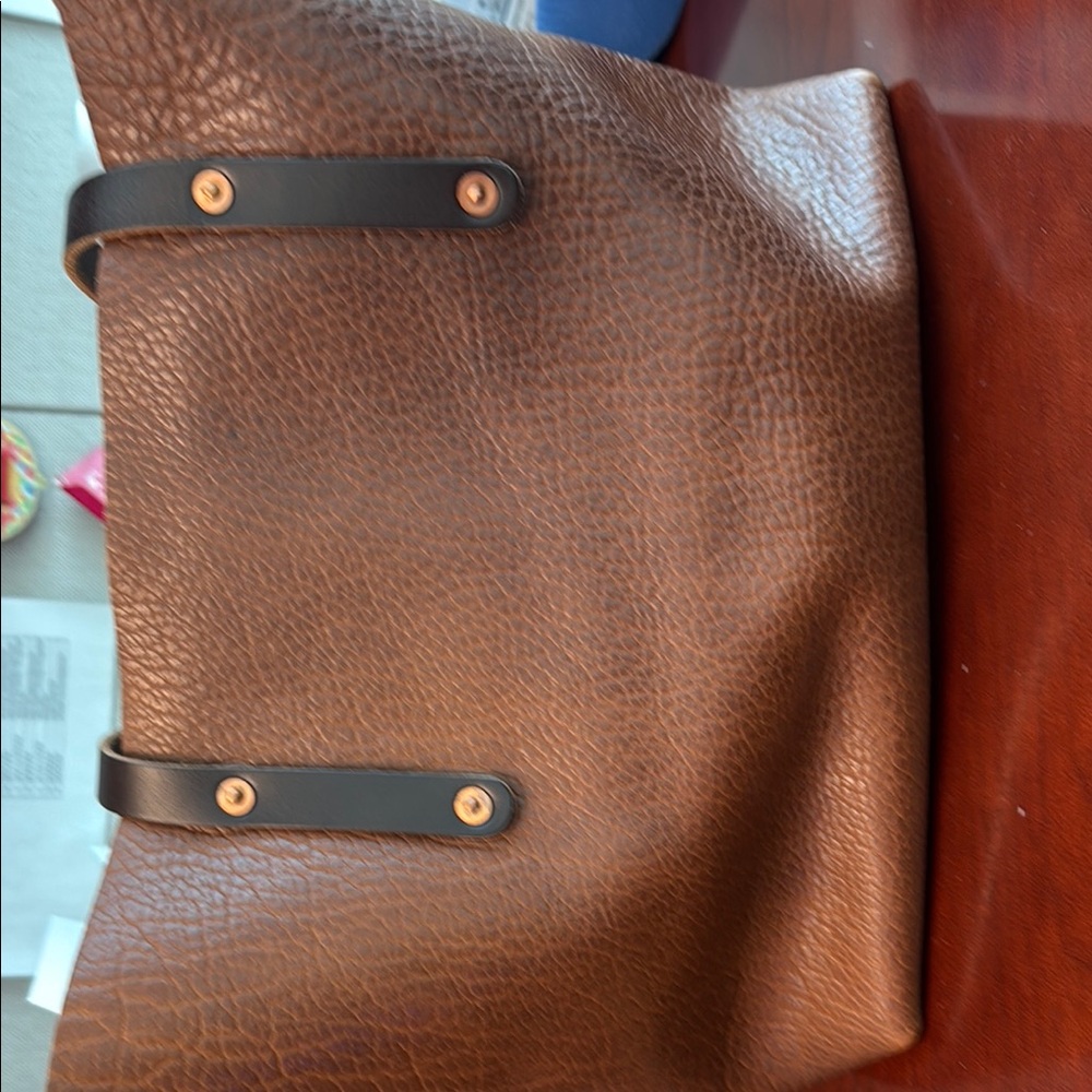 Go forth goods, cognac bison tote in medium